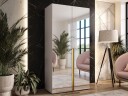 Milias Garderobeskap med speil 100x202 cm - beige / gull