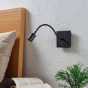 Lindby LED-veggleselampe Mayar, fleksarm, svart