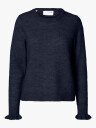 Selected Femme Lulu Long Sleeve Knit Frill Cuff O-Neck Blå XXL