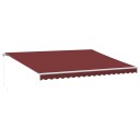  Manuell uttrekkbar markise med LED burgunder 450x350 cm