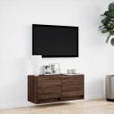  Vegghengt TV-benk med LED brun eik 80x31x35 cm 852361