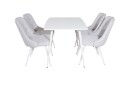 Venture Home Polar Spisegruppe 120 cm Rektangulær med 4 Velvet Stoler Grå