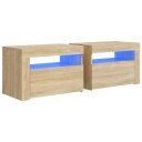 vidaXL Nattbord med LED 2 stk sonoma eik 60x35x40 cm