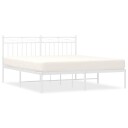 vidaXL Sengeramme i metall med sengegavl hvit 150x200 cm 8721012210516