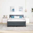 Box Spring Seng med Madrass og LED Mørkegrå 140x200 cm Fløyel