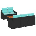 vidaXL Hagesofa Set 6 stk. Svart polyrotting