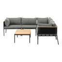 Venture Design Nettan sofagruppe Svart/grå 3 hjørne, 2 midt & bord 106x60 cm Grå