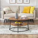 Selgro Rundt salongbord med hylle industriell ModernHome