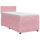 vidaXL Kontinentalseng med madrass Rosa 90 x 190 cm Fløyel
