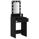  Smykkebord med LED lamper Svart Eik 50x41x140 cm