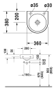 Duravit Architec Vegghengt Servant 360x380 mm, blanderhull høyre