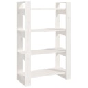 vidaXL Bokhylle/romdeler hvit 80x35x125 cm heltre furu