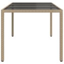 vidaXL Hagebord 190x90x75 cm herdet glass og polyrotting Beige