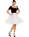 Hvitt 50 Talls Polka Dot Kostymeskjørt og Skjerf