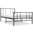 vidaXL Sengeramme i metall med hode- og fotgavl svart 90x190 cm