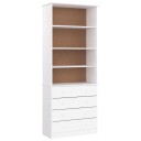 vidaXL Bokhylle med skuffer ALTA hvit 77x35x186,5 cm heltre furu