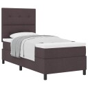  Box Spring Seng med Madrass Mørk Brun 90x200 cm Stoff