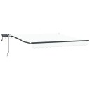 Manuell Uttrekkbar Markise med LED Hvit 350x250 cm  Markise Erstatningsstoff for 3.5x2.5 m Ramme Hvit