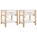 vidaXL Nattbord 2 stk hvit 42x38x45 cm konstruert tre