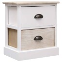vidaXL Nattbord 2 stk hvit og naturlig 38x28x45 cm keisertre