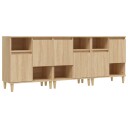 vidaXL Skjenker 3 stk sonoma eik 60x35x70 cm konstruert tre