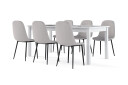 Basic Home Octavia Uttrekkbart Spisebord 180 cm + 6 stk Naira stol grå med svarte ben   Hvit/Grå