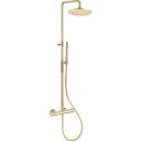 Nicobelli Paffoni Light dusjsett messing brushed brass shower rail height: 755 mm; shower head diameter: 300 mm; hose length: 1.5 m; wall mount center distance: 698 mm
