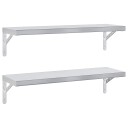Vegghyller 2 stk 75x23,5 cm sølv rustfritt stål