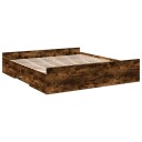  Sengeramme med skuffer røkt eik 200x200 cm konstruert tre 8721102619229