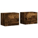  Veggmonterte nattbord 2 stk røkt eik 45x30x35 cm 848334