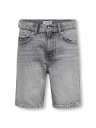 Only & Sons Jr Edge Tai Denim Shorts Grå 140 med Justerbar Midje