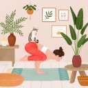 Peaceful Yoga Cat Plakat / 70x70