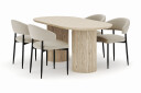 Andrarum Uppveda Ovalt Spisebord 180x90 cm med 4 Sawako Stoler   Beige