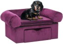 vidaXL Hundesofa med skuff burgunder 75x50x38 cm plysj