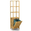 Cwy Baderom høyskap med skittentøyskurv laget av bambus med hyller ideell for bad 40 x 33 x 160 cm naturlig