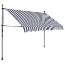 vidaXL Manuell uttrekkbar markise med LED 300 cm blå og hvit