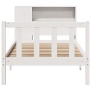  Seng med bokhylle uten madrass hvit 75x190 cm heltre furu 3321677