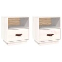 vidaXL Nattbord 2 stk hvit 40x34x45 cm heltre furu