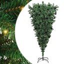  Opp ned kunstig forbelyst juletre med kulepakke grønn 210 cm