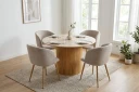 Arvo spisegruppe rund 120 cm eik med 4 Greya spisestoler   Eik/Greige