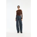 ROTATE Birger Christensen Flower Mesh Ls Top   Brown   38