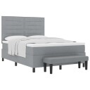  Box Spring Seng med Madrass & Benk Lysegrå 140x200 cm Stoff