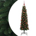 vidaXL Kunstig smalt juletre med julekuler 150 cm 150 LED-lys Varmhvit