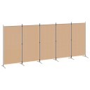 vidaXL 5-panel romdeler Beige 433 x 180 cm Stoff