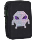 Beckmann Norway Three Section Pencil Case With Content Pixel   Black   ONE SIZE