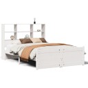  Seng med bokhylle uten madrass hvit 140x200 cm heltre furu 8721158612595