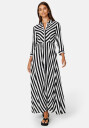 Y.A.S Savanna Long Shirt Dress Black Stripe:W WHITE L