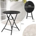 Ø 59 cm rundt bistrobord med bordplate laget av herdet glass og robust metallramme