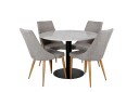 Venture Home Estelle Spisegruppe 106 cm Rund med 4 Leone Stoler Sort