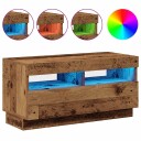  TV-benk med LED-lys gammelt tre 80x35x40 cm konstruert tre 8721158437945